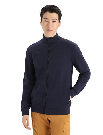 Midnight Navy Men's Icebreaker Merino Central II Long Sleeve Zip Hoodie | USA 1279AHKP